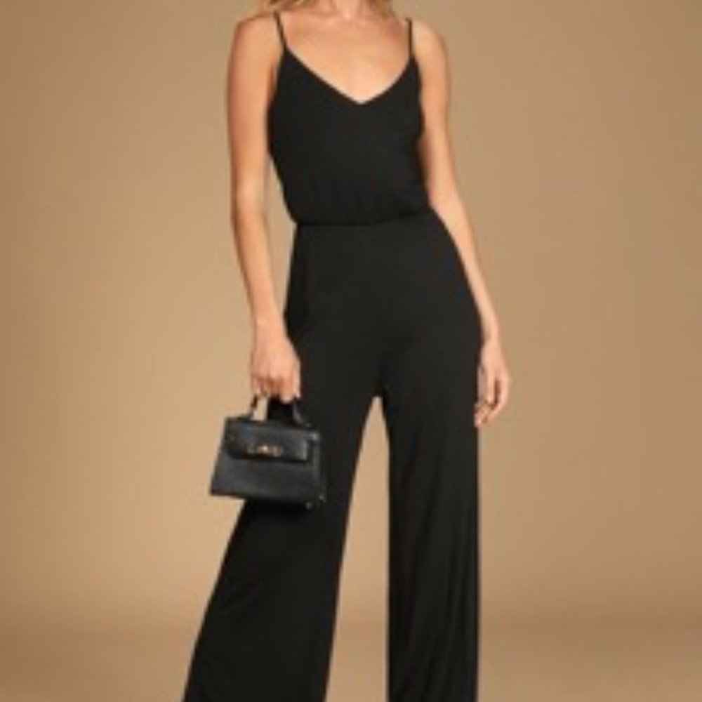 Lulu's Black Sleeveless Wide-Leg Jumpsuit size L/XL / Only worn once!